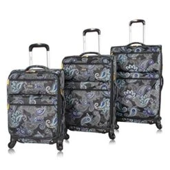 Lucas Designer Luggage Collection - 3 Piece Softside Expandable Ultra Lightweight Spinner Suitcase Set - Travel Set Includes 20 Inch Carry On, 24 Inch & 28 Inch Checked Suitcases (Diva)