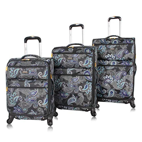 Lucas Designer Luggage Collection - 3 Piece Softside Expandable Ultra Lightweight Spinner Suitcase Set - Travel Set Includes 20 Inch Carry On, 24 Inch & 28 Inch Checked Suitcases (Diva) 3 Lucas Designer Luggage Collection - 3 Piece Softside Expandable Ultra Lightweight Spinner Suitcase Set - Travel Set Includes 20 Inch Carry On, 24 Inch & 28 Inch Checked Suitcases (Diva)