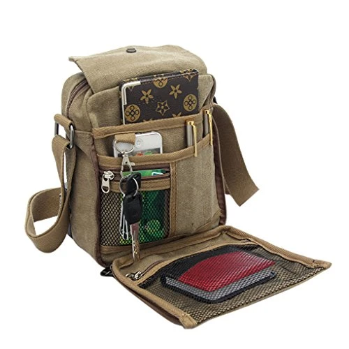 FakeFace Mens Retro Vintage Leisure Outdoor Canvas Messenger Crossbody Everyday Satchel Shoulder 8 FakeFace Mens Retro Vintage Leisure Outdoor Canvas Messenger Crossbody Everyday Satchel Shoulder - Image 6
