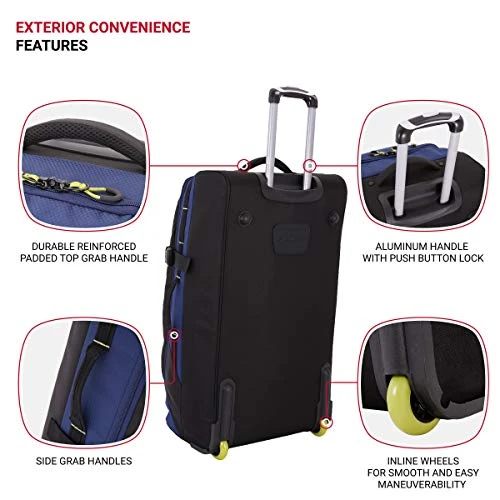 SwissGear Extra Large Lightweight Rolling Duffel, Blue/Green 10 SwissGear Extra Large Lightweight Rolling Duffel, Blue/Green - Image 8