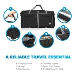 Wheeled Duffle Bag Luggage - 100L Large Rolling Duffel Bag 30 Inch Folding Duffle Bag For Travel - Packable Duffle Bag With Rollers (Black) 10 Wheeled Duffle Bag Luggage - 100L Large Rolling Duffel Bag 30 Inch Folding Duffle Bag For Travel - Packable Duffle Bag With Rollers (Black) -Vera Bradley Shop 51r OGZVYTL