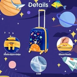 Goplus Kids Luggage Set, 12" & 18" Kids Carry On Luggage Set, Multi-directional Wheels Suitcase, Large Capacity Rolling Trolley Suitcase, Gift For Boys And Girls Toddlers Children Travel (Universe) -Vera Bradley Shop 51r9RwNAjoL