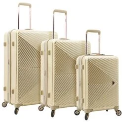 Kensie Women's Dawn Hardside 3-Piece Spinner Luggage Set, Pale Gold, (20/24/28)