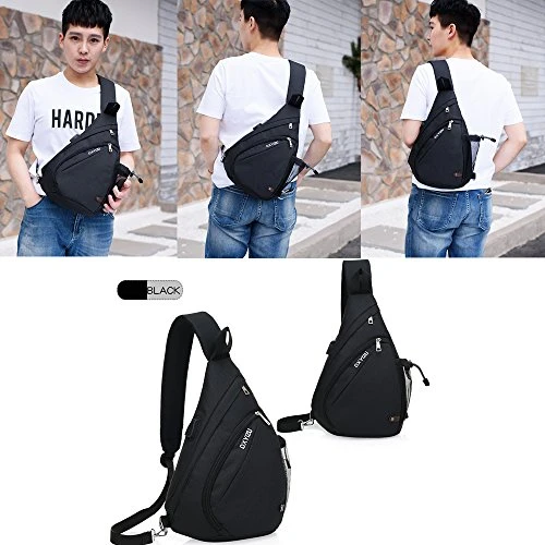 SINOKAL Sling Bag Chest Shoulder Backpack Casual Crossbody Shoulder Triangle Packs Daypacks For Men Women Canvas Digital Camera Bags With Charging Port For Sport Outdoor Gym Travel Hiking (Black) 10 SINOKAL Sling Bag Chest Shoulder Backpack Casual Crossbody Shoulder Triangle Packs Daypacks For Men Women Canvas Digital Camera Bags With Charging Port For Sport Outdoor Gym Travel Hiking (Black) - Image 8