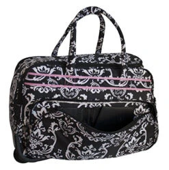 Jenni Chan Damask Deluxe Carry-All Rolling Duffel, Black/Pink, One Size -Vera Bradley Shop 51sVzIlFNGL