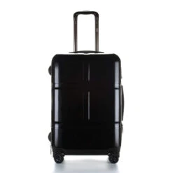 Suitcase, Lightweight, Large 28-Inch Hard-Shell Aluminum Alloy Suitcase, 4 Spinner Wheels, Abs Luggage Travel Trolley, Black, 24 Inch