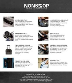 NONSTOP Luggage Expandable Spinner Wheels Hard Side Shell Travel Suitcase Set 3 Piece Lightweight With TSA Lock And Double USB Port, NEW YORK Collection (Silver, 3-Piece Set (20/24/28)) 19 NONSTOP Luggage Expandable Spinner Wheels Hard Side Shell Travel Suitcase Set 3 Piece Lightweight With TSA Lock And Double USB Port, NEW YORK Collection (Silver, 3-Piece Set (20/24/28)) -Vera Bradley Shop 51tMOD42HdL