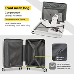 Melalenia Luggage Carry On Suitcase, PP Material Suitcase With Spinner Wheels,TSA Luggage Locks 22x14x9 Airline Approved (Nude Pink) -Vera Bradley Shop 51tPeecHiFL