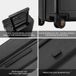 LEVEL8 Elegance Matte Carry-On Luggage, 20” Hardside Suitcase, Lightweight PC Matte Hardcase Spinner Trolley For Luggage, TSA Approved Cabin Luggage With 8 Spinner Wheels- Black, 20-Inch Carry-On -Vera Bradley Shop 51toSmVj32L