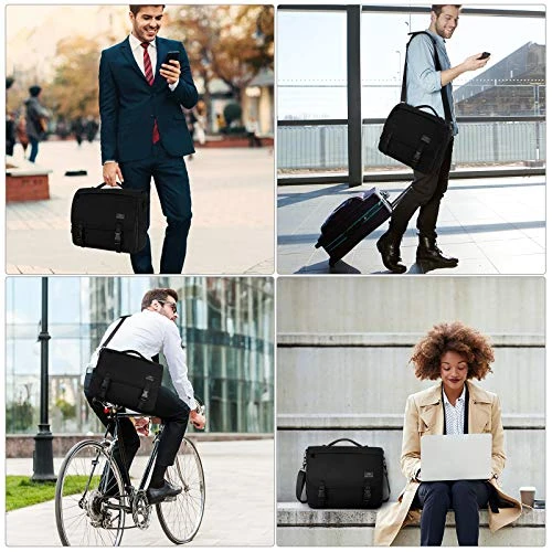 Messenger Bag For Men, Briefcases Lightweight Men's Laptop Bag 15.6 Inch Water Resistant Crossbody School Satchel Bags For Boys Computer Work Office Bag With Shoulder Strap, Black 4 Messenger Bag For Men, Briefcases Lightweight Men's Laptop Bag 15.6 Inch Water Resistant Crossbody School Satchel Bags For Boys Computer Work Office Bag With Shoulder Strap, Black - Image 2