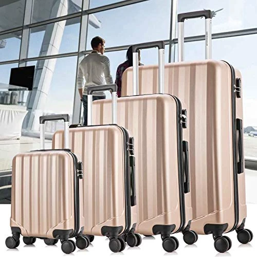 4 Pieces Travel Luggage Sets, Hardside Lightweight ABS Luggage Suitcase, 360° Spinner Wheels Travel Set Bag, Durable Trolley Suitcase 16" 20" 24" 28", 4 Pcs (Color Champagne Gold) 4 4 Pieces Travel Luggage Sets, Hardside Lightweight ABS Luggage Suitcase, 360° Spinner Wheels Travel Set Bag, Durable Trolley Suitcase 16" 20" 24" 28", 4 Pcs (Color Champagne Gold) - Image 2
