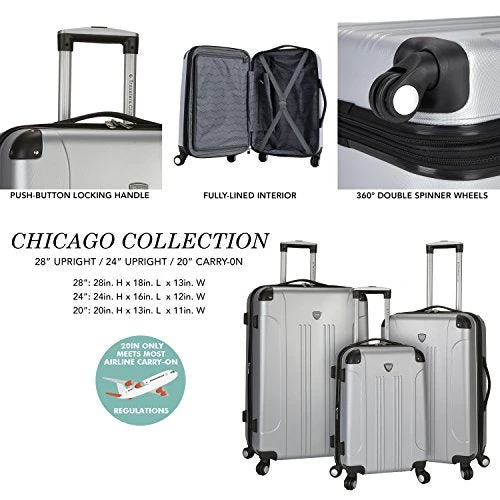 Travelers Club Chicago Hardside Expandable Spinner Luggage, Silver, 3-Piece Set (20/24/28) 6 Travelers Club Chicago Hardside Expandable Spinner Luggage, Silver, 3-Piece Set (20/24/28) - Image 4
