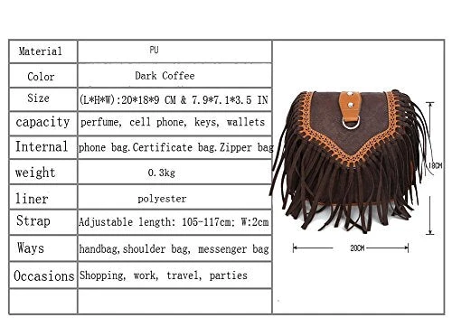 Bibitime Womens Retro Vintage Fringe Tassel Shoulder Bag Handbags Messenger Bag Girl Crossbody 5 Bibitime Womens Retro Vintage Fringe Tassel Shoulder Bag Handbags Messenger Bag Girl Crossbody - Image 3