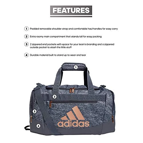 Adidas Defender 4 Small Duffel Bag, Jersey Onix Grey/Rose Gold/Onix Grey 11 Adidas Defender 4 Small Duffel Bag, Jersey Onix Grey/Rose Gold/Onix Grey - Image 9