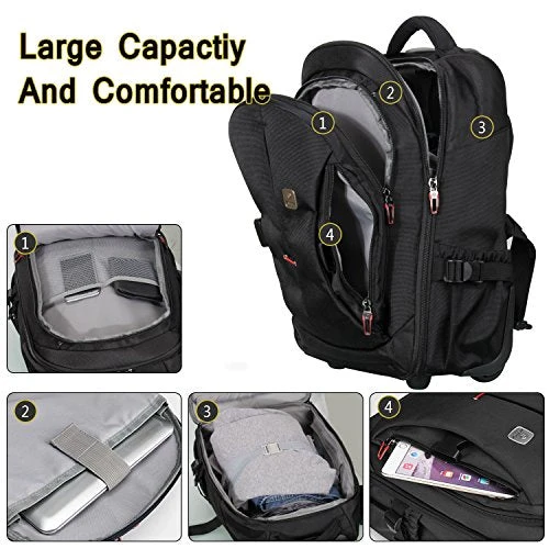 19” Rolling Carry-On Luggage Travel Duffel Bag For Men,Tsa Checkpoint Friendly Wheeled Backpack, 5 19” Rolling Carry-On Luggage Travel Duffel Bag For Men,Tsa Checkpoint Friendly Wheeled Backpack, - Image 3