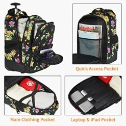 Backpack With Wheels, Travel-friendly Rolling Laptop Backpack For Men Women, MATEIN Freewheel Carry On Luggage Business Bag, Compact College School Student Computer Bag Fit 17 Inch Notebook, Floral 13 Backpack With Wheels, Travel-friendly Rolling Laptop Backpack For Men Women, MATEIN Freewheel Carry On Luggage Business Bag, Compact College School Student Computer Bag Fit 17 Inch Notebook, Floral -Vera Bradley Shop 51wUM8hGVCL