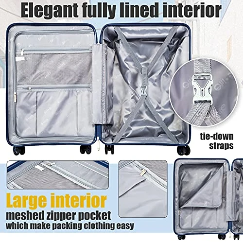 COOLIFE Luggage Expandable(only 28”) Suitcase 3 Piece Set PP Material With TSA Lock Spinner Carry On Hard- Side 20in24in28in (lake Blue, 3 Piece Set) 5 COOLIFE Luggage Expandable(only 28”) Suitcase 3 Piece Set PP Material With TSA Lock Spinner Carry On Hard- Side 20in24in28in (lake Blue, 3 Piece Set) - Image 3