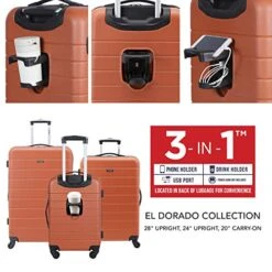 Wrangler Smart Luggage Set With Cup Holder And USB Port, Burnt Orange, 3 Piece 19 Wrangler Smart Luggage Set With Cup Holder And USB Port, Burnt Orange, 3 Piece -Vera Bradley Shop 51xVCY9A55L