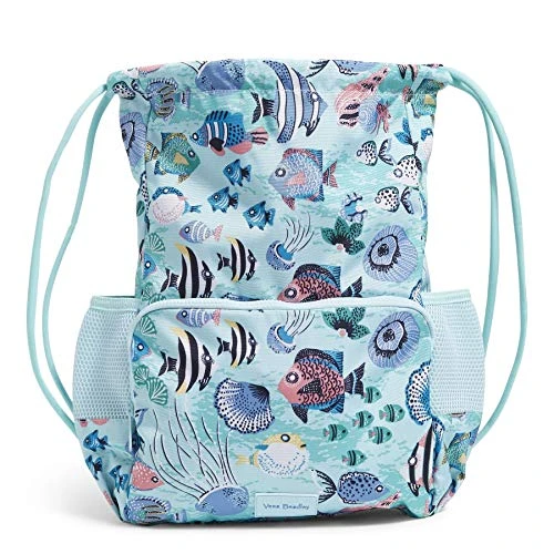 Vera Bradley Recycled Lighten Up Reactive Deluxe Drawstring Backsack Backpack, Paisley Wave Fish 3 Vera Bradley Recycled Lighten Up Reactive Deluxe Drawstring Backsack Backpack, Paisley Wave Fish
