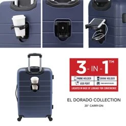 Wrangler Smart Luggage Set With Cup Holder And USB Port, Navy Blue, 20-Inch Carry-On 19 Wrangler Smart Luggage Set With Cup Holder And USB Port, Navy Blue, 20-Inch Carry-On -Vera Bradley Shop 51xlBhOGcIL