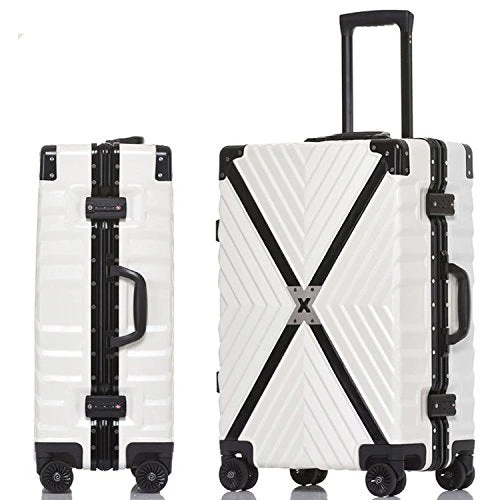 Sondre X Luggage Rolling Wheels Old Fashion Trunk Suitcase PC ABS Spinner Hardshell Carry On With TSA Lock 20" 24" 26" 29"(White) 3 Sondre X Luggage Rolling Wheels Old Fashion Trunk Suitcase PC ABS Spinner Hardshell Carry On With TSA Lock 20" 24" 26" 29"(White)