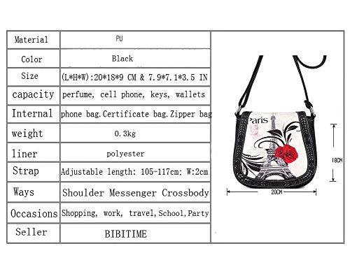 Bibitime Hollow Leaves Paris Tower Flower Print Beach Shoulder Crossbody Messenger Bag Cross Body 6 Bibitime Hollow Leaves Paris Tower Flower Print Beach Shoulder Crossbody Messenger Bag Cross Body - Image 4