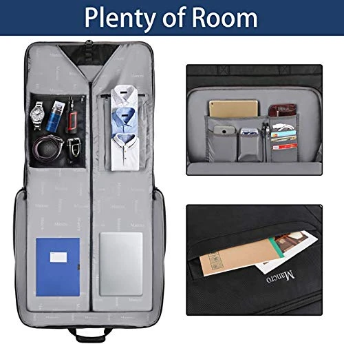 Garment Bags For Travel, Carry On Garment Bag For Business Trips With Shoulder Strap, Mancro Waterproof Foldable Luggage Hanging Suit Bags Gift For Men Women, 2 In 1 Suitcase For Coats, Suits (Black) 8 Garment Bags For Travel, Carry On Garment Bag For Business Trips With Shoulder Strap, Mancro Waterproof Foldable Luggage Hanging Suit Bags Gift For Men Women, 2 In 1 Suitcase For Coats, Suits (Black) - Image 6
