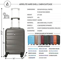 Aerolite 22x14x9” Hard Shell Suitcase Spinner Carry On + Under Seat Holdall -Vera Bradley Shop 51y1FjuXQmL