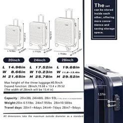 Coolife Luggage Suitcase Expandable (only 28”) ABS+PC Spinner Suitcase With TSA Lock Carry On 20 In 24in 28in -Vera Bradley Shop 51y3iLqDEGL ce01ee66 9fa4 4b2a 835d 1490ccd6ef07