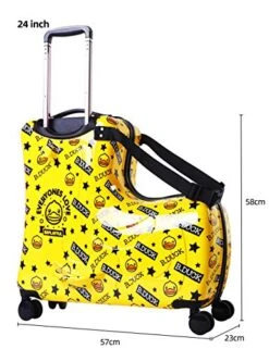AO WEI LA OW Cute Unisex Kids Ride On Suitcase Travel Trolley Case Spinner Carry On Luggage With Wheels Suggest Fits To Kids Aged 3-6 Years Old(Yellow/01, 20 Inch) -Vera Bradley Shop 51y5YxX n3L