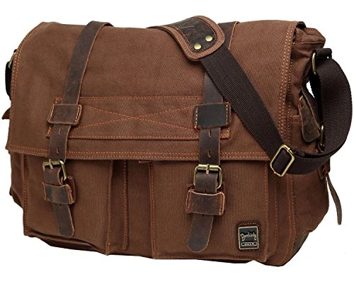 Berchirly Men Outdoor Travel Canvas Messenger Crossbody Bag For 14.7Inch Laptop 4 Berchirly Men Outdoor Travel Canvas Messenger Crossbody Bag For 14.7Inch Laptop - Image 2