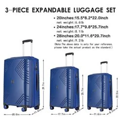 GinzaTravel Anti-scratch PP Material Never Breakage Widened And Thickened Large Capacity Luggage 3 Piece Sets 8-wheel Spinner Luggage Sets Expandable(all 20 24 28) 18 GinzaTravel Anti-scratch PP Material Never Breakage Widened And Thickened Large Capacity Luggage 3 Piece Sets 8-wheel Spinner Luggage Sets Expandable(all 20 24 28) -Vera Bradley Shop 51zI8TcyQBL