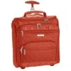 16.5" Underseat Women Luggage Carry On Suitcase - Small Rolling Tote Bag With Wheels (Orange)