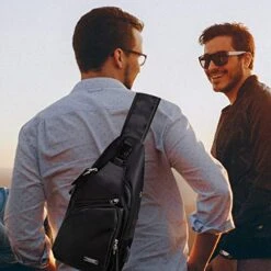 Men Women Sling Backpack Small Nylon Crossbody Shoulder Chest Bag With USB Charging Port Travel Pack Black -Vera Bradley Shop 51zjnDCri L