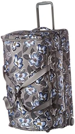 Vera Bradley Recycled Lighten Up Reactive XL Foldable Rolling Duffle Luggage, Blooms Shower
