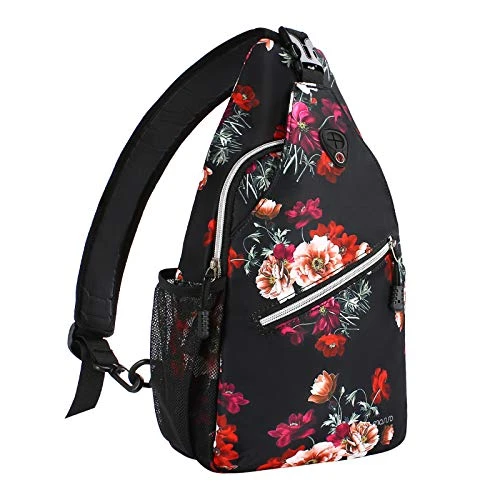 MOSISO Sling Backpack,Travel Hiking Daypack Cottonrose Crossbody Shoulder Bag, Black 3 MOSISO Sling Backpack,Travel Hiking Daypack Cottonrose Crossbody Shoulder Bag, Black