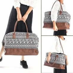 MyMealivos Canvas Weekender Bag, Overnight Travel Carry On Duffel Tote With Shoe Pouch (black) -Vera Bradley Shop 615t0vY 4 L