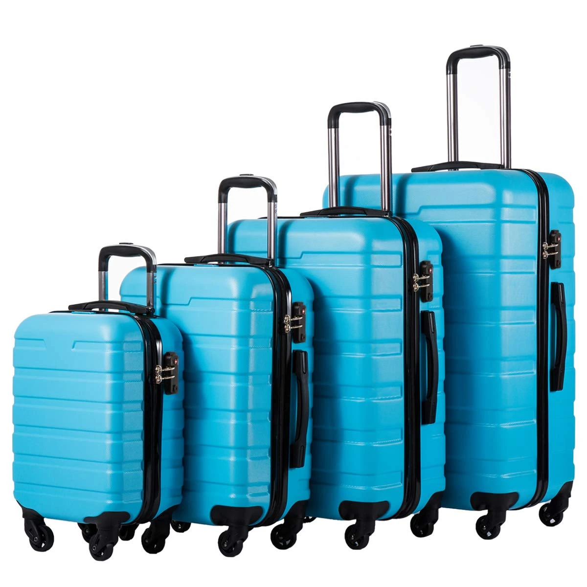 COOLIFE Luggage 4 Piece Set Suitcase Spinner Hardshell Lightweight TSA Lock (Family Set-Sky Blue) 3 COOLIFE Luggage 4 Piece Set Suitcase Spinner Hardshell Lightweight TSA Lock (Family Set-Sky Blue)