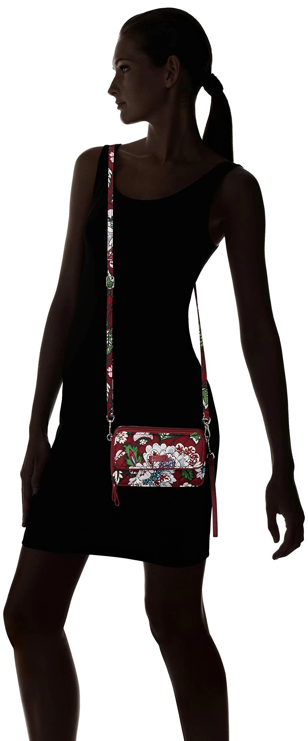 Vera Bradley Women's Signature Cotton RFID All In One Crossbody Wristlet , Bordeaux Blooms, One Size 4 Vera Bradley Women's Signature Cotton RFID All In One Crossbody Wristlet , Bordeaux Blooms, One Size - Image 2