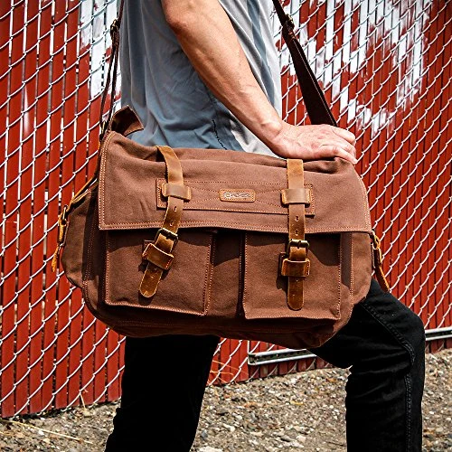 GEARONIC 14" 15" 17" Men's Messenger Bag Laptop Satchel Vintage Shoulder Military Crossbody … (17 8 GEARONIC 14" 15" 17" Men's Messenger Bag Laptop Satchel Vintage Shoulder Military Crossbody … (17 - Image 6