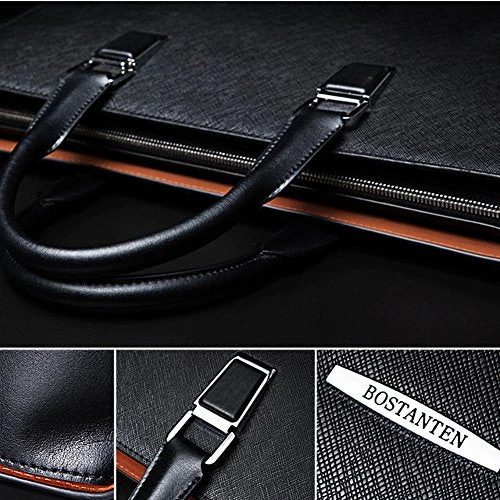 Bostanten Formal Leather Briefcase Shoulder Laptop Business Bag For Men Black 6 Bostanten Formal Leather Briefcase Shoulder Laptop Business Bag For Men Black - Image 4