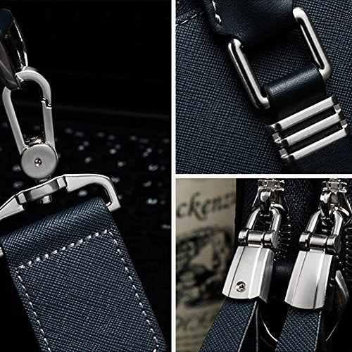 Bostanten Leather Briefcase Shoulder Cross-Body Laptop Business Bag For Men & Women Blue Cross 7 Bostanten Leather Briefcase Shoulder Cross-Body Laptop Business Bag For Men & Women Blue Cross - Image 5