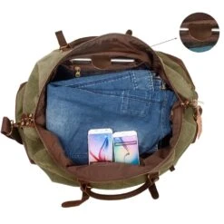 Duffel Bag, Berchirly 21" Large Canvas Leather Travel Sports Gym Bag Toiletry Bag Shoulder Carryon Luggage For Men Women - Army Green -Vera Bradley Shop 71FMEiEEQ 2BL