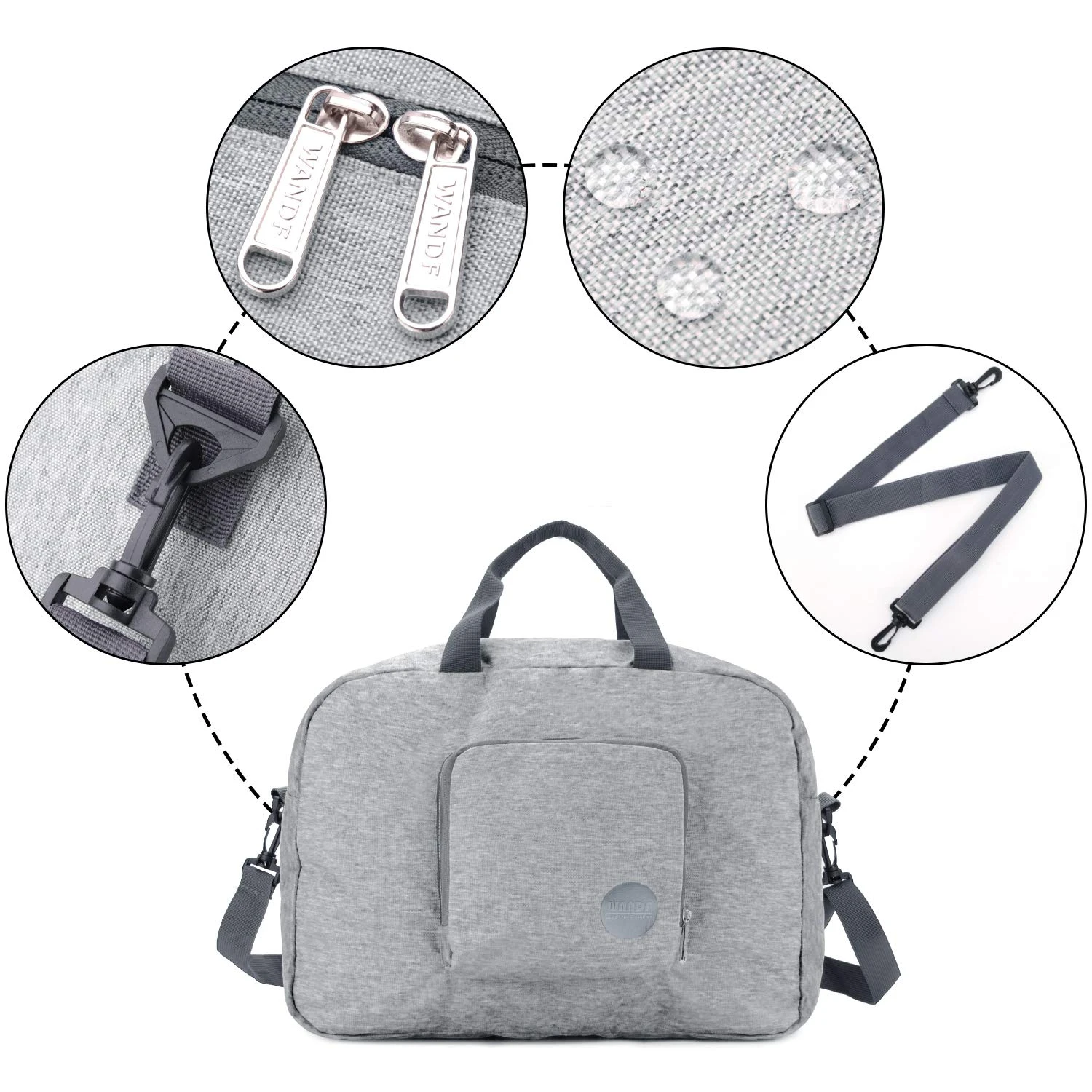 16" Foldable Duffle Bag 20L For Travel Gym Sports Packable Lightweight Luggage Duffel Water-resistant By WANDF (Light Grey 16", 16 Inches (20 Liter)) 5 16" Foldable Duffle Bag 20L For Travel Gym Sports Packable Lightweight Luggage Duffel Water-resistant By WANDF (Light Grey 16", 16 Inches (20 Liter)) - Image 3