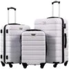 Coolife Luggage 3 Piece Set Suitcase Spinner Hardshell Lightweight TSA Lock 4 Piece Set (White) -Vera Bradley Shop 71NHTuS2moL