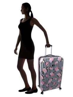 Betsey Johnson 30 Inch Checked Luggage Collection - Expandable Scratch Resistant (ABS + PC) Hardside Suitcase - Designer Lightweight Bag With 8-Rolling Spinner Wheels (Stripe Roses) 10 Betsey Johnson 30 Inch Checked Luggage Collection - Expandable Scratch Resistant (ABS + PC) Hardside Suitcase - Designer Lightweight Bag With 8-Rolling Spinner Wheels (Stripe Roses) -Vera Bradley Shop 71w VTWuAtL