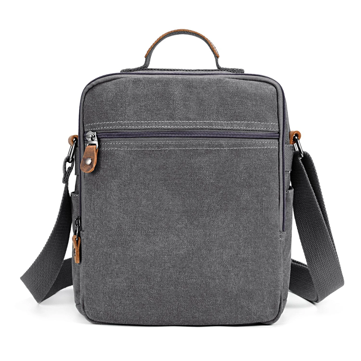 Plambag Canvas Messenger Bag Small Travel School Crossbody Bag Fit IPad Grey 7 Plambag Canvas Messenger Bag Small Travel School Crossbody Bag Fit IPad Grey - Image 5
