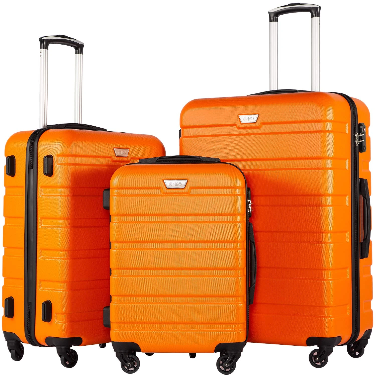 COOLIFE Luggage 3 Piece Set Suitcase Spinner Hardshell Lightweight TSA Lock (Orange) 3 COOLIFE Luggage 3 Piece Set Suitcase Spinner Hardshell Lightweight TSA Lock (Orange)