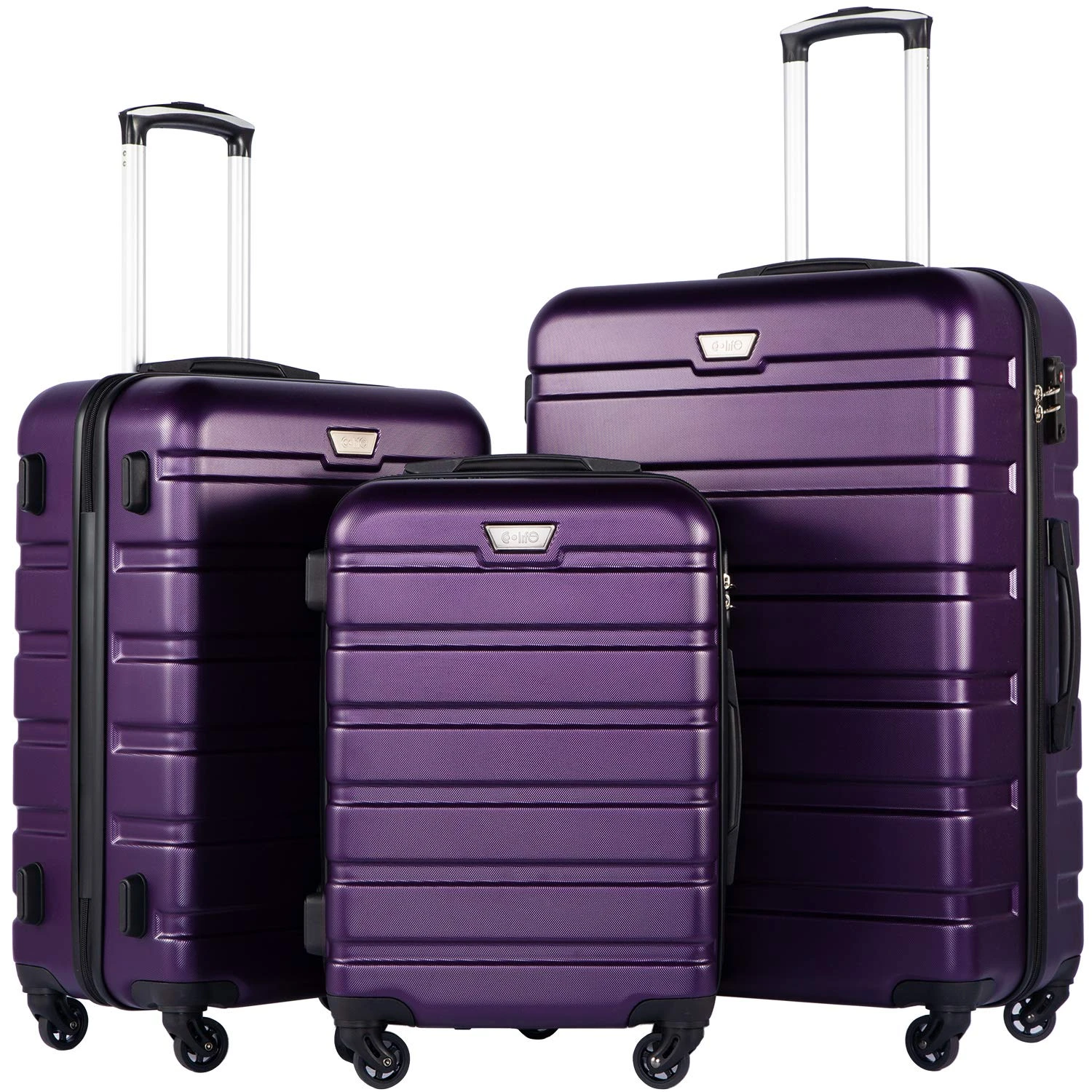 COOLIFE Luggage 3 Piece Set Suitcase Spinner Hardshell Lightweight TSA Lock (purple2) 3 COOLIFE Luggage 3 Piece Set Suitcase Spinner Hardshell Lightweight TSA Lock (purple2)