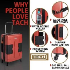 TACH TUFF 3-Piece Hardcase Connectable Luggage & Carryon Travel Bag Set | Rolling Suitcase With Patented Built-In Connecting System | Easily Link & Carry 9 Bags At Once (wine Red) 11 TACH TUFF 3-Piece Hardcase Connectable Luggage & Carryon Travel Bag Set | Rolling Suitcase With Patented Built-In Connecting System | Easily Link & Carry 9 Bags At Once (wine Red) -Vera Bradley Shop 81BHNNMYI 2BL